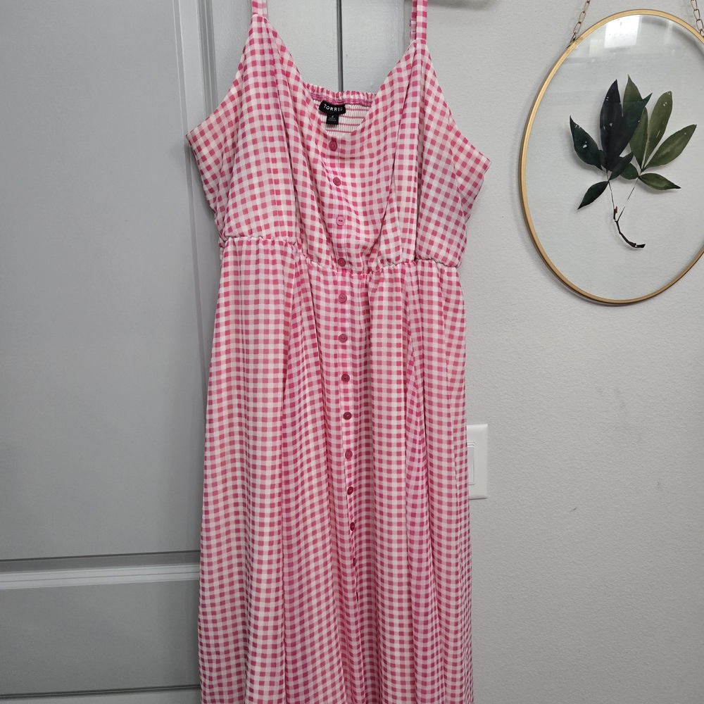 Torrid Pink Checkered Midi Dress